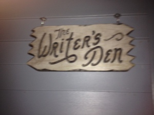 The sign outside Tom's workspace.